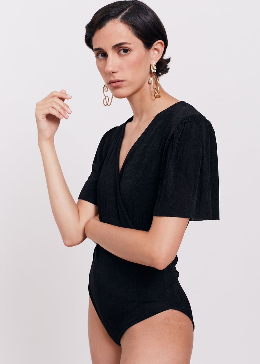 The wrap bodysuit | Black