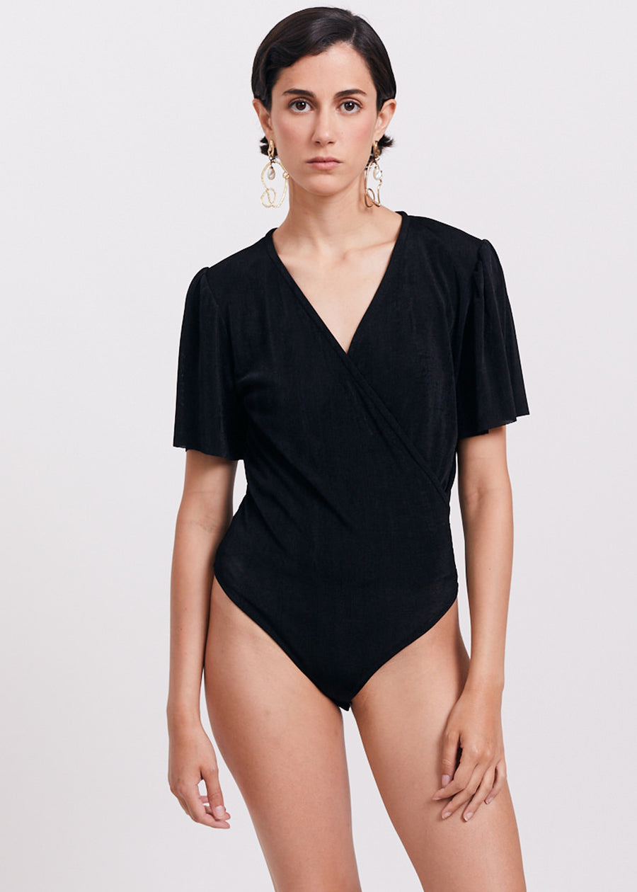 The wrap bodysuit | Black